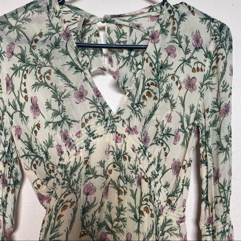 Free People | White Floral Open Back Tunic